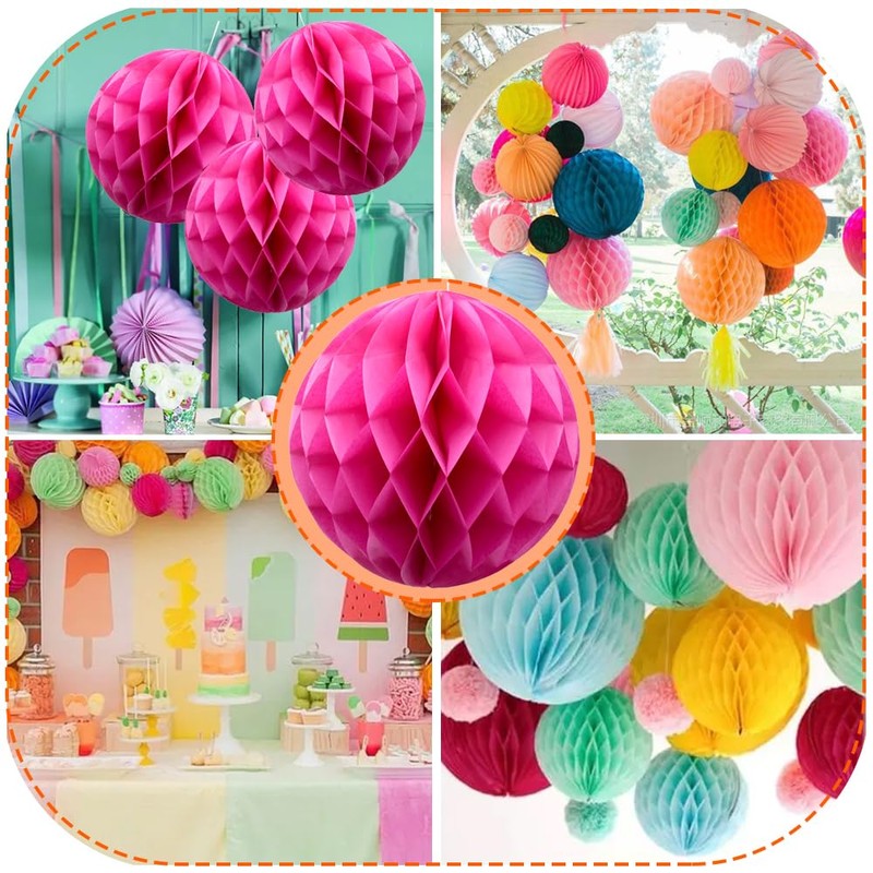 Ruidee 8 Pieces Paper Honeycomb Balls Tissue Paper Flower Balls
