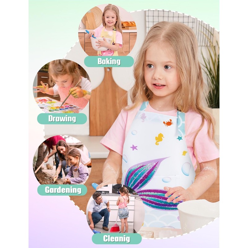 WERNNSAI Apron and Chef's Hat Set, mermaid