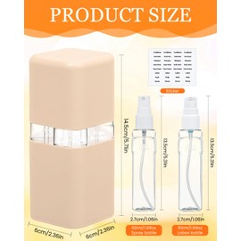 1.7oz/50ml Travel Bottles Leak Proof Refillable Travel Size Toiletries, Liquid Bottles Containers with Labels and Storage Boxes for Cream Lotion Liquid (khaki)