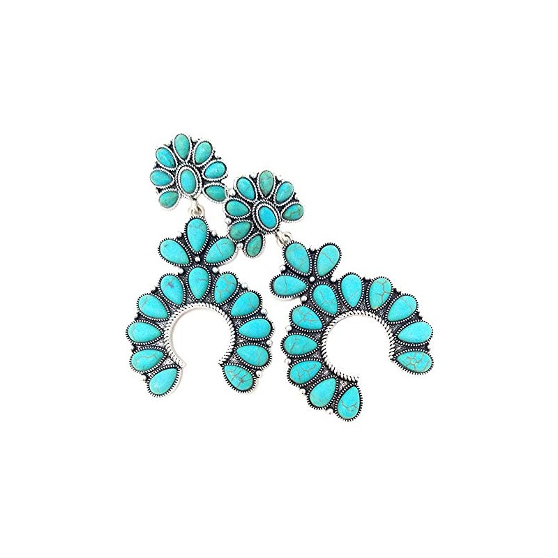 Western Squash Blossom Turquoise Post Earring (Turquoise)