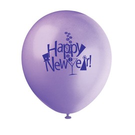 Unique New Year's Countdown Party Latex Balloons-12 | Assorted Colors | 8 Pcs, 12", Multi