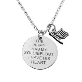 Art Attack United States Army Chain Necklace, American Flag Pendant Charm, Gift for Military Parent Girlfriend Boyfriend Brother Sister (Silver)
