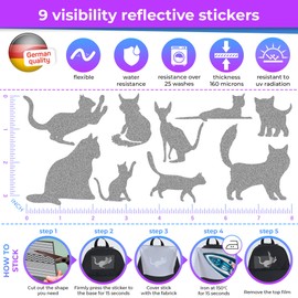 Iron On Reflective Stickers for Clothing | Reflectorized Decals for Customizing, Decorating & Nighttime Safety | Iron On Reflective Tape for Clothing | Waterproof & Durable Reflective Sticker Kit(cats