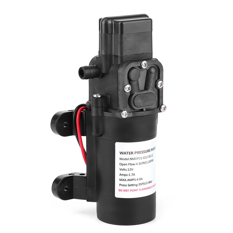 12V DC 1.2GPM 35PSI Diaphragm Pump High Pressure Self Priming