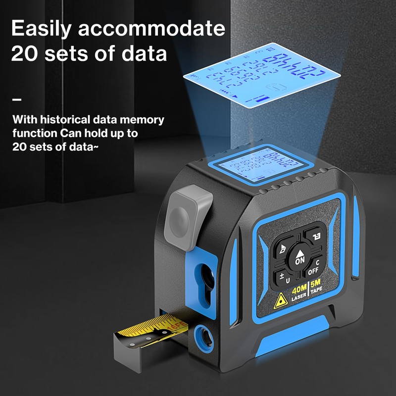 2-in-1 Laser Tape Measure, Lytool 130Ft/40m Laser Measurement Tool, 16Ft/5m