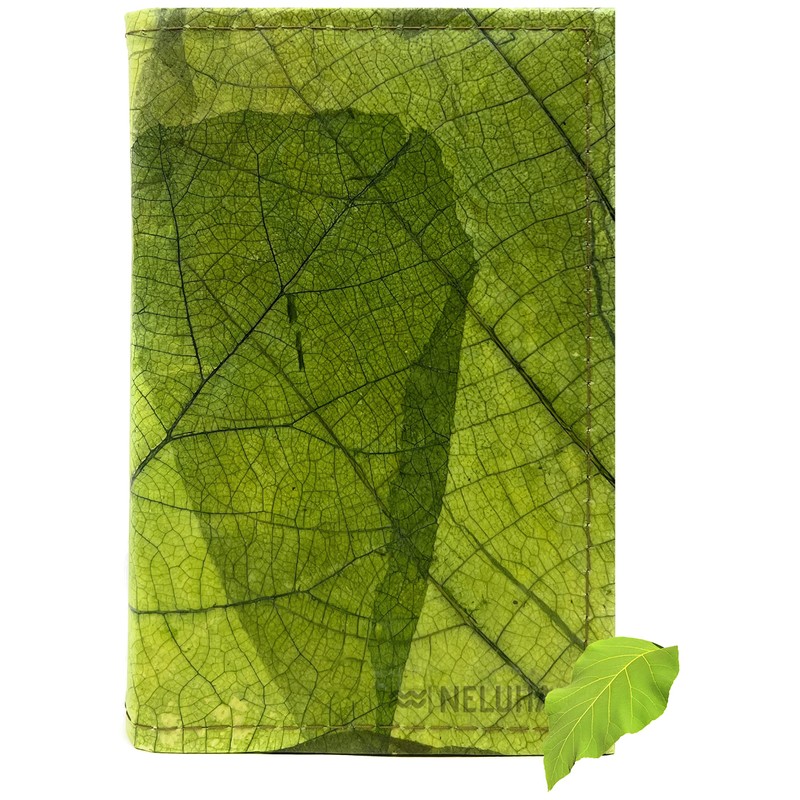 NELUHA Notebook A5 Blank Refillable Teak Leaves Vegan Sustainable Leather