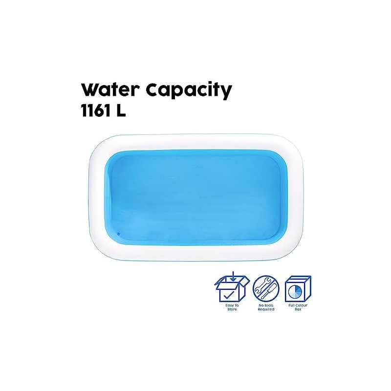 H2OGO Piscina familiar rectangular azul de lujo inflable
