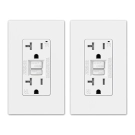 ELEGRP GFCI Outlet 20 Amp, Self-Test GFI Electrical Outlet with Thinner Design, TR Tamper Resistant GFCI Receptacle, Ground Fault Circuit Interrupters with Wall Plate, UL Listed, Matte White, 2 Pack