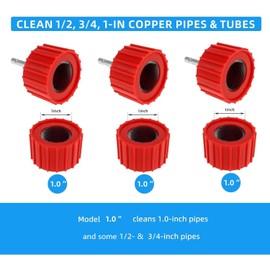 Copper Pipe External Cleaner for Drill, Clean 1-inch Copper Pipes & Tubes for Soldering, 3 Tube Cleaning Brushes，Steel Pipes Tubes and Fittings，with Wire Bristles & 1/4” Shank (1'') 1