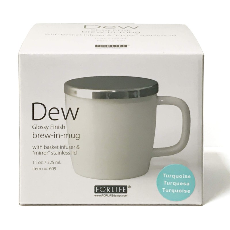 フォーライフ デュー ブリューイン マグカップ 325ml (茶こし・蓋付) グロス ターコイズ 609Trq
