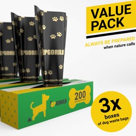 UPGORILO Dog Waste Station - 3 Roll Set of Premium Pet Waste Bags, 600 Extra Thick and Strong Dog Poop Bags, Guaranteed Leak-Proof - 8 x 13 Unscented