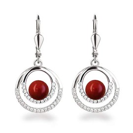 Schöner-SD Pearl Drop Earrings Cubic Zirconia 925 Silver, Silver