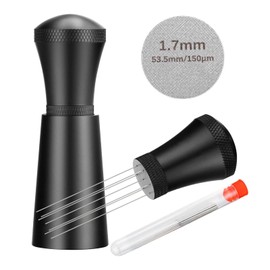 KOfie WTD Tools Espresso Puck Screen,Espresso Accessories With 54mm Dosing Funnel & 0.35mm 7 Needles Espresso Coffee Stirrer Tool Fits Espresso Coffee Machines and 54mm Portafilters, Black