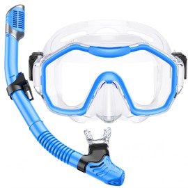 Kwambiri Snorkel Mask Set for Adults, Dry-Top Design Anti-Fog Scuba Diving Mask,180°Panoramic Wide Professional Snorkeling Equipment, Swimming Training Equipment for Men Women
