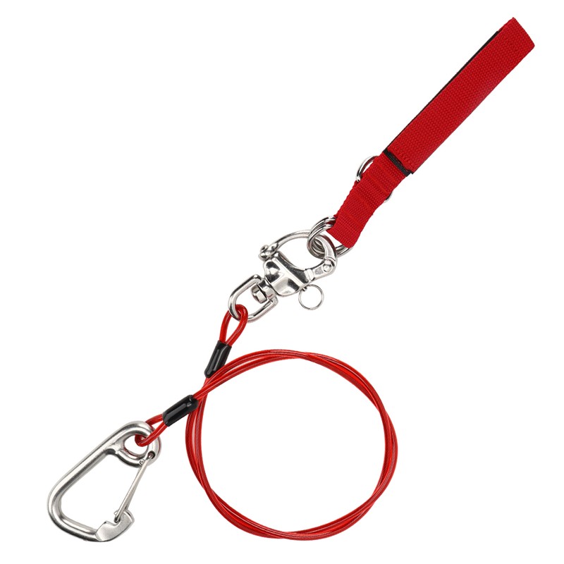 Freediving Lanyard 316 Pro Stainless Steel Safety Rope with Wristband
