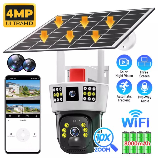 V380Pro 3 Lens Solar Camera Outdoor WIFI Smart Home Security