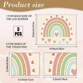 PLIGREAT 12-15 Inch Boho Style Laptop Decal Sticker Skin Cover, Rainbow Heart Laptop Sticker Skins Decal Universal Removable Vinyl Notebook Art Protector Waterproof Netbook PC Cover Decals