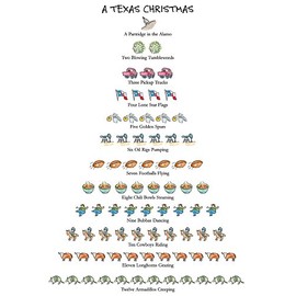Texas Christmas - Box of 12 Holiday Cards and Envelopes - 12 Days of Christmas Series