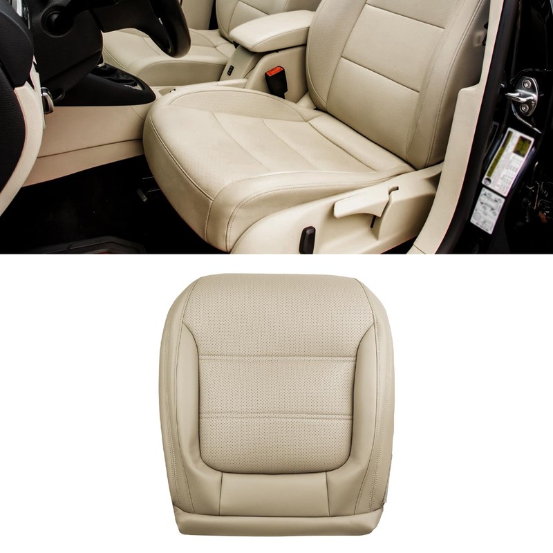 moseiny Tan Driver Side Bottom Leather Seat Cover for Jetta