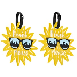 ZOUIQSS Luggage Tags Pack of Two,Baggage Tags Suitcase ID Labels Business Card Holder/Travel ID Bag Tag(Sun)