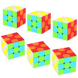 Speed Cube 3x3 Magic Cube 3 Pack 56mm Speed Cube Puzzles Toys Party Puzzle Cube Toy Great IQ Games Gift for Kid Teens Adults (6PACK)