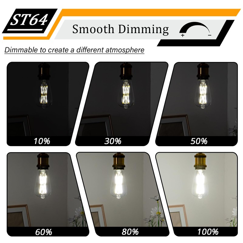 CREATE BRIGHT 16W Dimmable ST64 Led Bulbs 5000K Daylight White