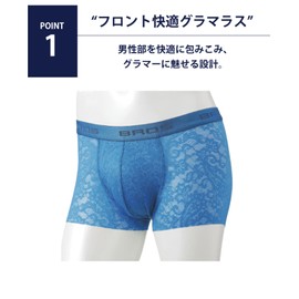 Bros by Wacoal Men GT3340 GT3341 Lace Boxers, Boxer Brief, Glamorous Front Comfort, Breathable, Free Cutting (Hem), Flyless, Polyurethane