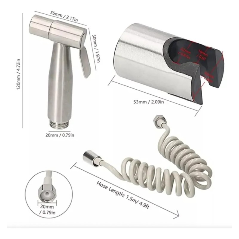 Kit Grifo Rociador Bidé De Mano Inodoro P/ Higiene Personal