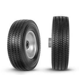 Parts-Diyer 8-Inch Solid Tire Replacement, 2.50-4" Flat Free Tire and Wheel for Generator,Gorilla Carts, Yard Tractors, Wagons Replacement Tires with 5/8" Bearings 2.2" Offset Hub 2 Pack