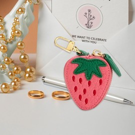 Crovakeu 1pcs Strawberry Coin Purse – Fruit Charm Change Purse & Cute Keychain – Mini Pouch Wallet Coin Bag for Girls & Women