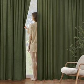MIULEE - Cortinas transparentes de privacidad verde oliva que dejan pasar la luz, 84 pulgadas de largo, no se transparentan, cortinas semitransparentes para filtrar la luz, cortinas de ventana para