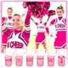 Willinglong 24 Pcs Cheerleading Drink Pouches with Straws Cheerleading Party