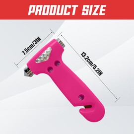 RGOAANC Car Safety Hammer, Car Window Breaker Tool, 3-in-1 Escape Tool with Window Breaker and Seat Belt Cutter, Car Essentials Emergency Escape Hammer Universal for Car Office Home (Dark Pink)