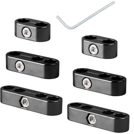 Amavoler 6 Pcs Universal Spark Plug Wire Separators Kit Aluminum Fit for All 7mm 8mm 9.5mm Wire. (Black)