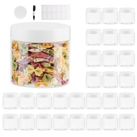 suituts 28 Pack 6 oz Plastic Slime Jars/Containers with White Lids, Plastic Jars with Lids, Storage Favor Jars/Empty Wide-Mouth Jars for Body Butter, Cosmetics, Scrub
