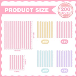 200 Pcs Scalloped Ice Cream Napkin Party Decorations 10 X 10 Inch Cute Summer Pastel Cocktail Napkins Disposable Paper Supplies for Pastel Party Shower Birthday Dinner