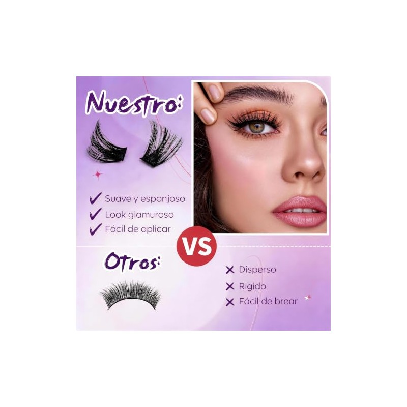 SASHA Kit de Pestañas Postizas DIY, 144 Pestañas Individuales Racimos