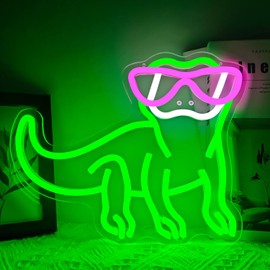 Jeanchrl Lizard Neon Sign Dimmable Gecko Neon Lights for Bedroom Decor Glasses Iguana Light Up Sign for Man Cave Home Bar USB Powered Green Iguana LED Signs Game Room Birthday Party Decor