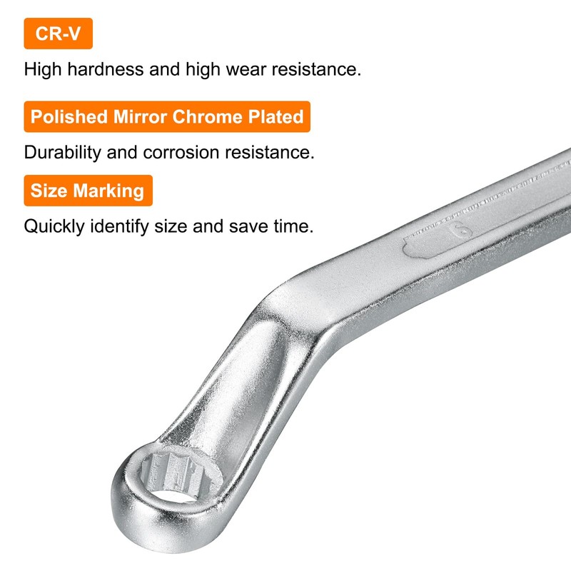 sourcing map Offset Extra Long Box End Wrench 6 x