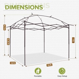 COOS BAY 11x11 Replacement Pop up Gazebo Tent Steel Frame Only, Brown