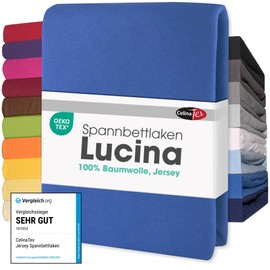 CelinaTex Lucina Topper Fitted Sheet Divan Cover Cotton 180x200-200x200 cm royal blue
