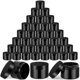 SATINIOR 36 Pieces 4 oz Plastic Jars with Lids Wide Mouth Airtight Reusable Container Acrylic Cosmetic Small Jars for Lotions Ointments Travel Toiletries Creams Make up Storage(Opaque Black)