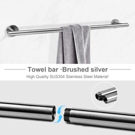 Ntipox Brushed Nickel Bathroom Hardware Accessories Set 5 Piece, Stainless Steel Bath Towel Bar Set 24 Inch,Toilet Paper Holder,Towel Ring Holder,Towel Rack Set, Brushed Nickel