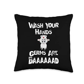 Funny Germ Apparel and Gifts Vintage Funny Germ Design for School or Pediatric Nurses Throw Pillow, 16x16, Multicolor