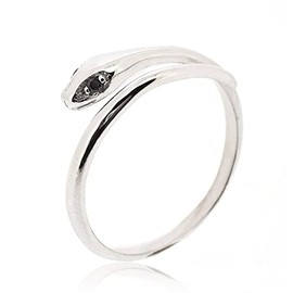 Sovats Snake Thumb Ring for Women Set with Black Cubic Zirconia 925 Sterling Silver Rhodium Plated - Simple, Stylish &Trendy Nickel Free Ring, Size 56