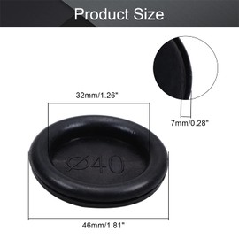 Fielect 20Pcs Rubber Grommet 40mm Mounting Dia Oil Resistant Armature Rubber Grommets for Wiring Cable Black