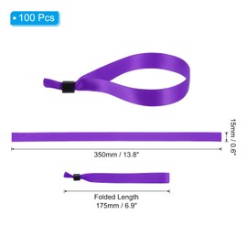 PATIKIL Disposable Cloth Wristbands for Events, 100 Pcs Adjustable Cloth Event Wristbands Colored Wrist Bands for Concert Club Parties, Purple, 13.8"x0.6"