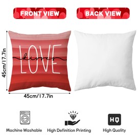 Valentines Day Pillow Covers 18x18 Set of 4 Valentine Gnomes Red Stripes Cushion Decorative Throw Pillow Covers Sofa Couch Anniversary Wedding Valentine Home Decor