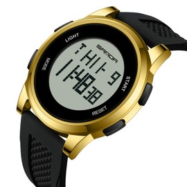 Yuxier Sport Digital Watches for Mens Waterproof Watches for Men Chronograph with Led Back Ligh/Alarm/Date (Pure Gold)