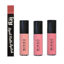 3 Rubor Liquido Bissu + 1 Labial Mate Larga duracion Ivy | Kit con los tonos más virales (806 Sweet Rose)